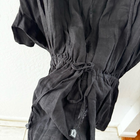 Brochu Walker Black St. Tropez Waist Chest Tie Eyelet Collar Oversized Dress M - Picture 11 of 14